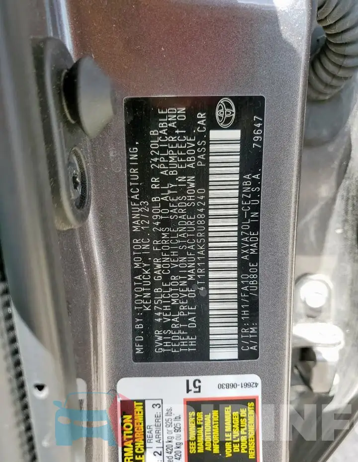 4T1R11AK5RU884240 Photo# 12
