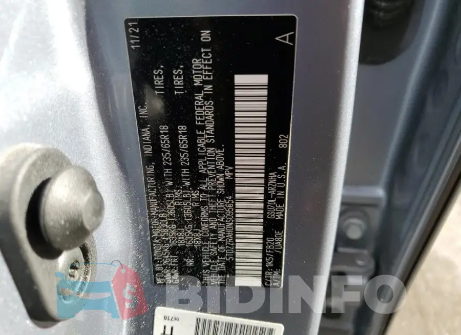 5TDZZRAH0NS095654 Photo# 13
