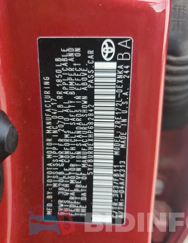 5YFBURHEXHP682842 Photo# 12