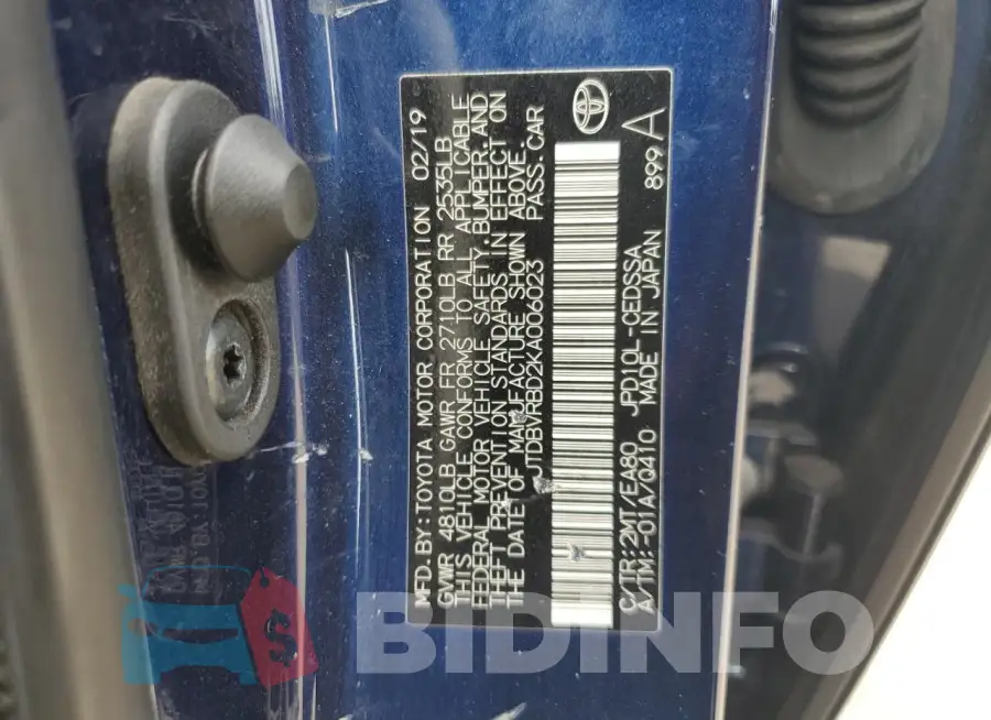 JTDBVRBD2KA006023 Photo# 12