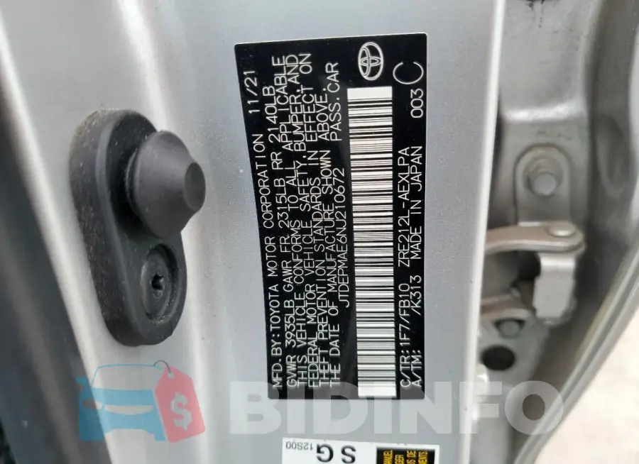 JTDEPMAE6NJ210672 Photo# 12