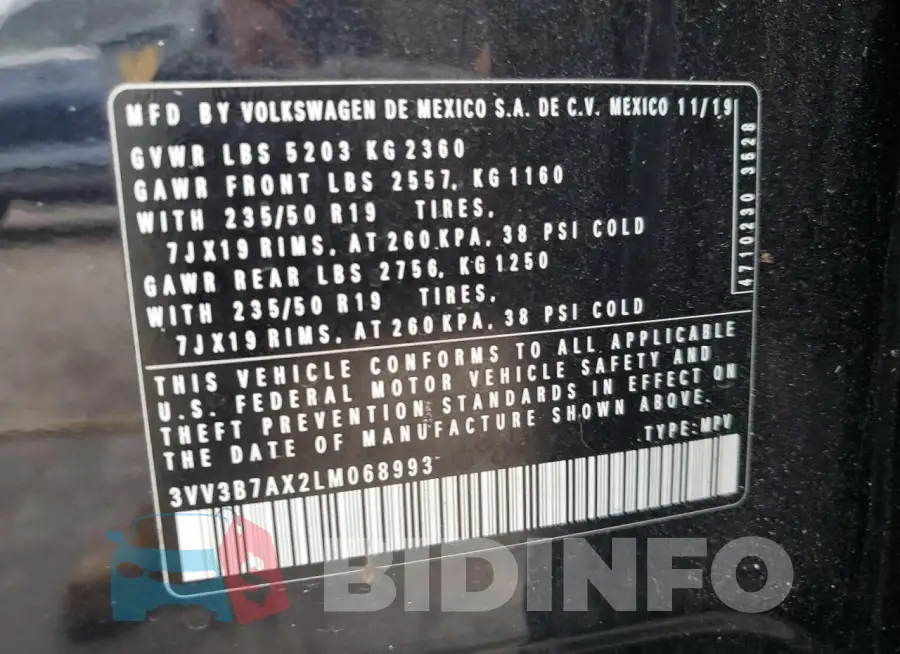 3VV3B7AX2LM068993 Photo# 13