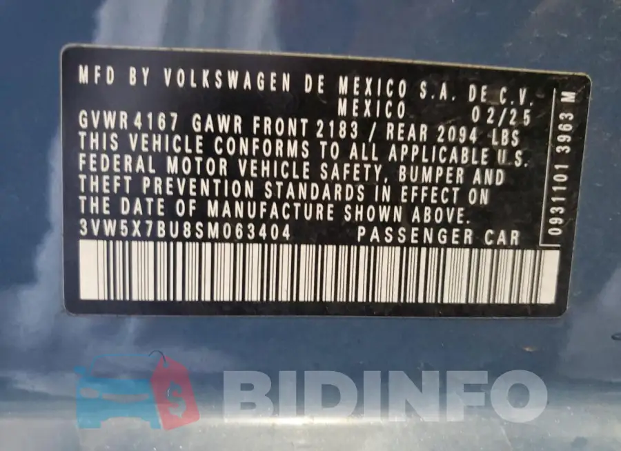 3VW5X7BU8SM063404 Photo# 12