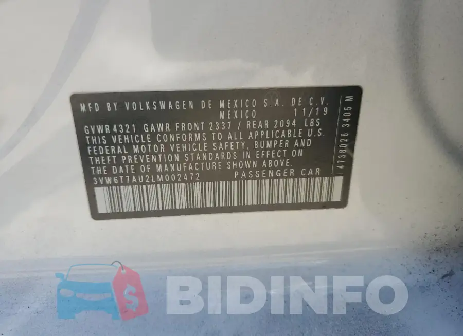 3VW6T7AU2LM002472 Photo# 12
