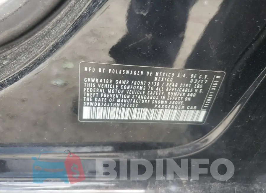 3VWDB7AJ7HM347357 Photo# 12