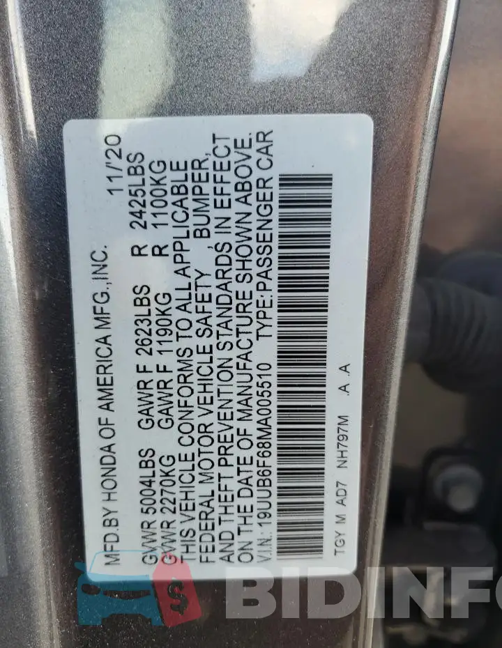 19UUB6F68MA005510 Photo# 12