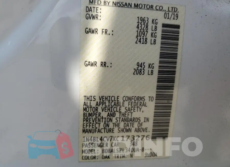 1N4BL4CV7KC173276 Photo# 12