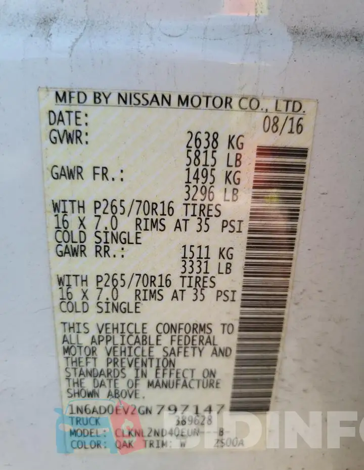 1N6AD0EV2GN797147 Photo# 12