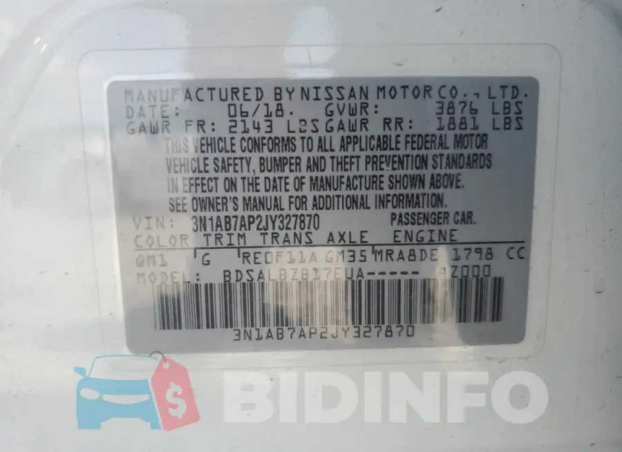 3N1AB7AP2JY327870 Photo# 12