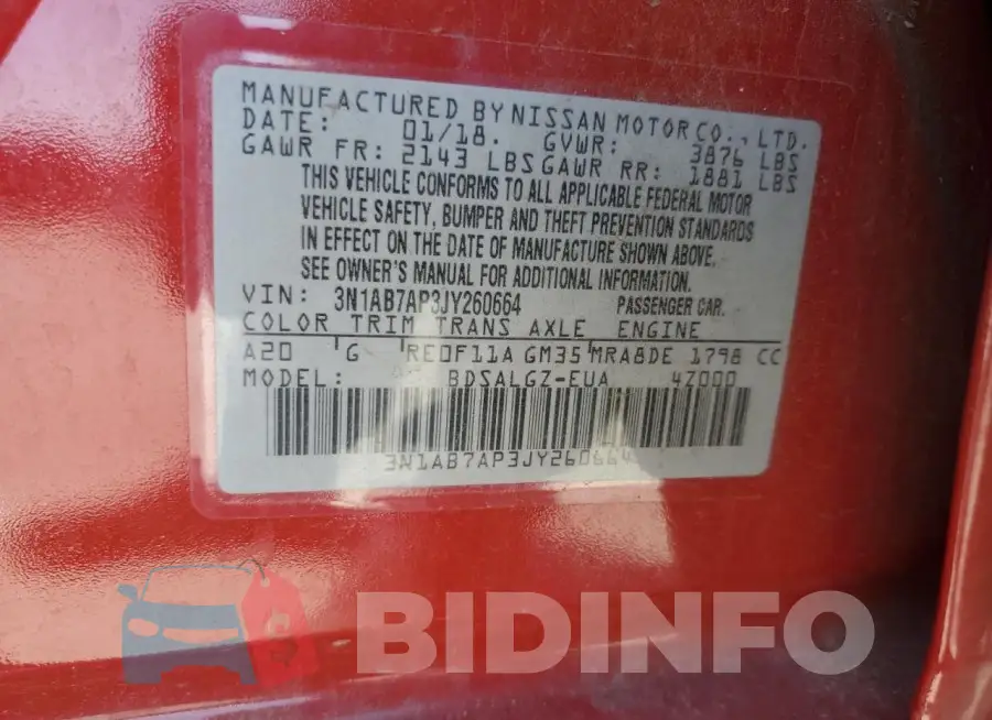 3N1AB7AP3JY260664 Photo# 12