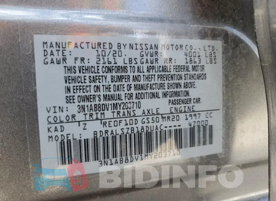 3N1AB8DV1MY203710 Photo# 12
