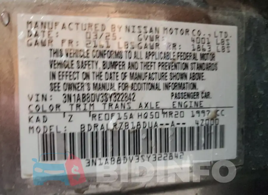 3N1AB8DV3SY322842 Photo# 13