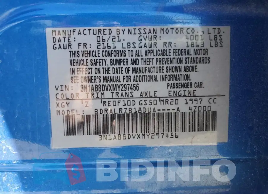 3N1AB8DVXMY297456 Photo# 13
