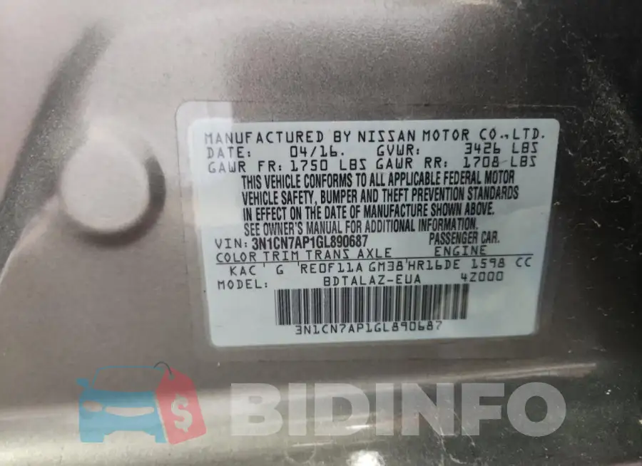 3N1CN7AP1GL890687 Photo# 12