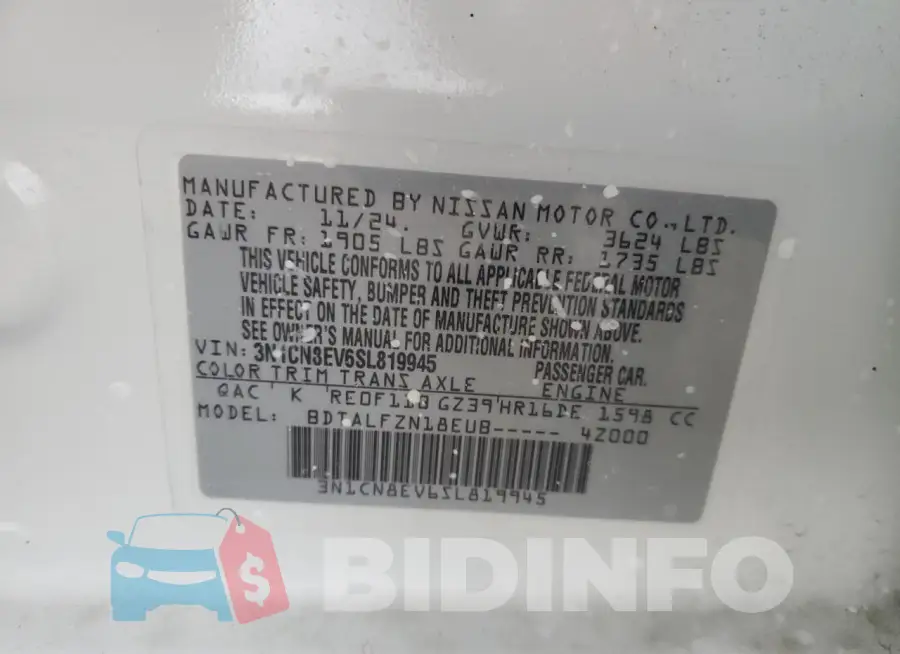 3N1CN8EV6SL819945 Photo# 12