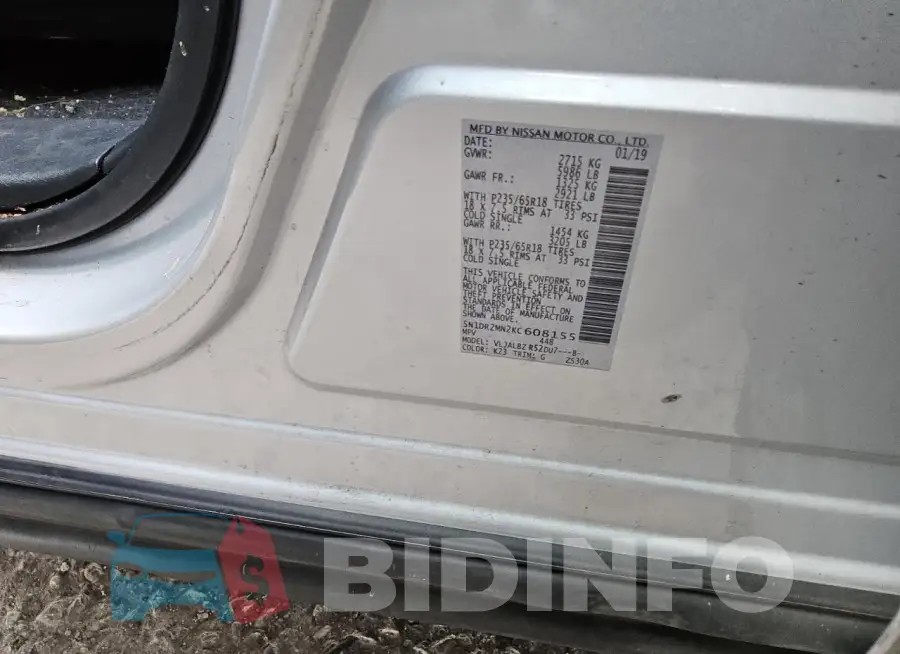 5N1DR2MN2KC608155 Photo# 13
