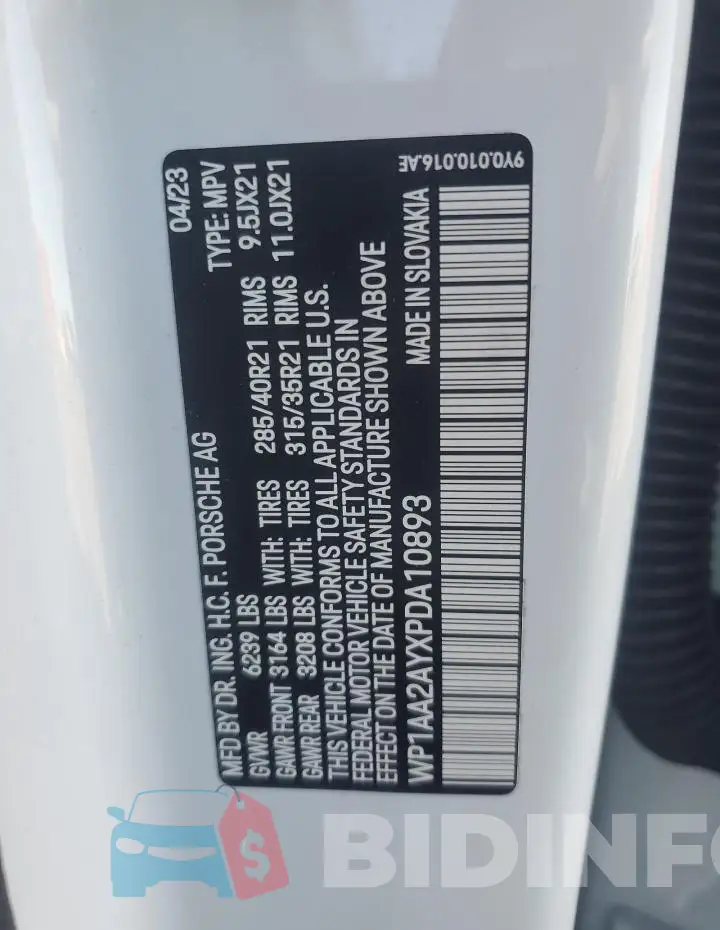 WP1AA2AYXPDA10893 Photo# 14