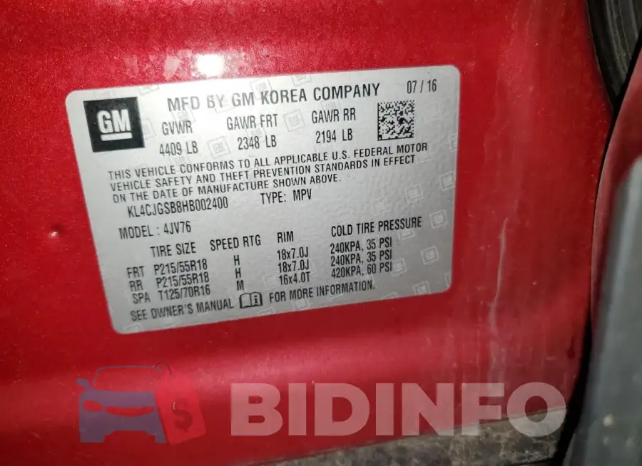 KL4CJGSB8HB002400 Photo# 14