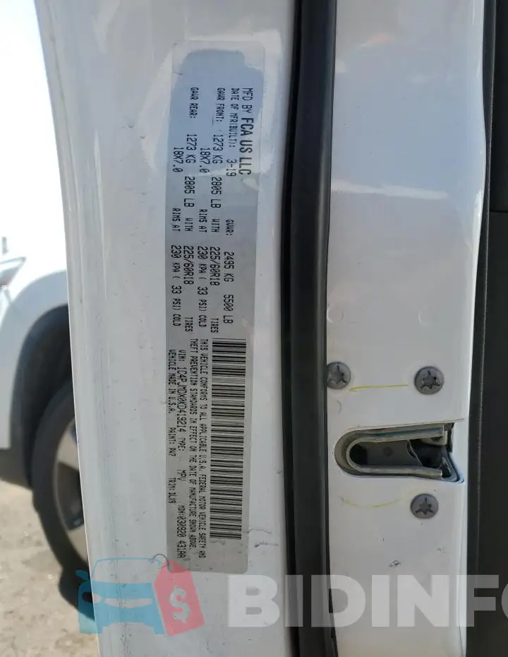 1C4PJMDX0KD419214 Photo# 12