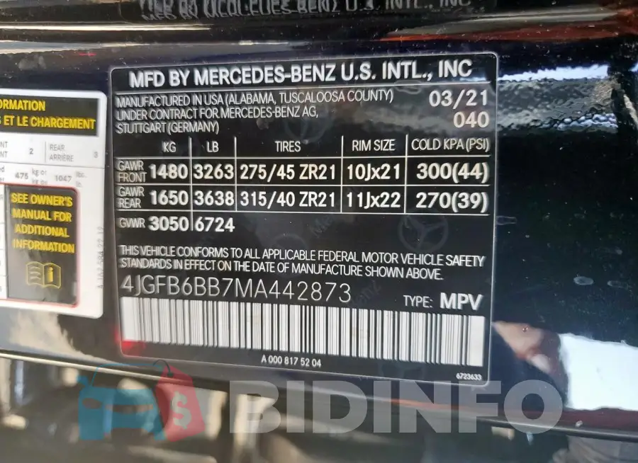 4JGFB6BB7MA442873 Photo# 13