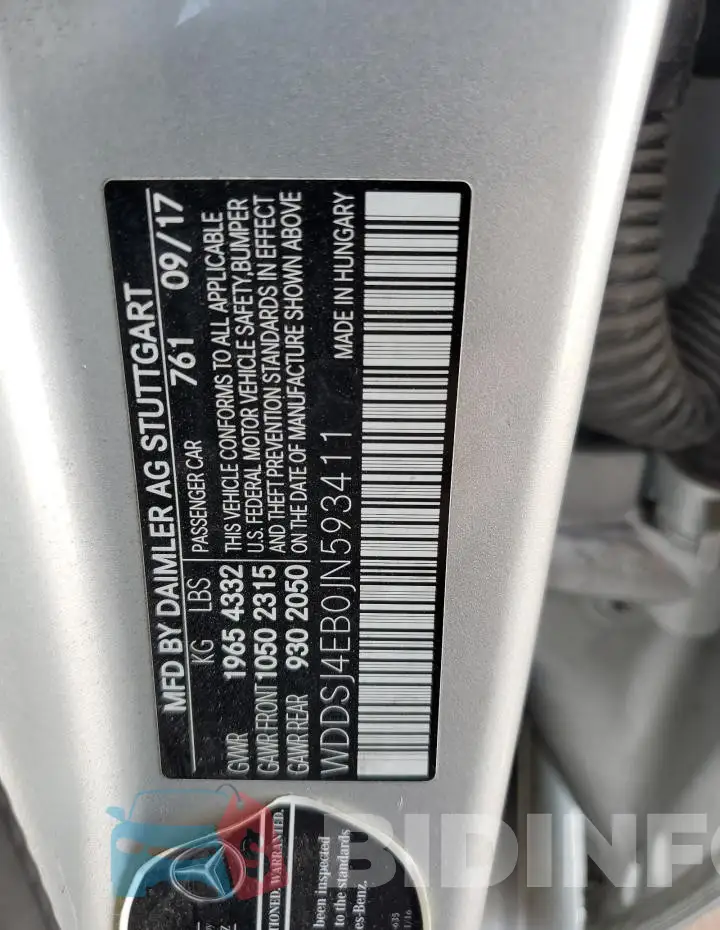 WDDSJ4EB0JN593411 Photo# 12