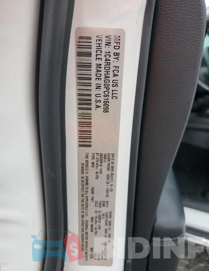 1C4RDHAG0PC616098 Photo# 13