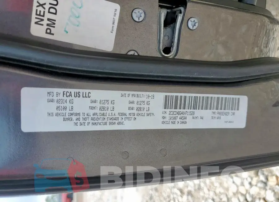 2C3CDXBG4KH711529 Photo# 13