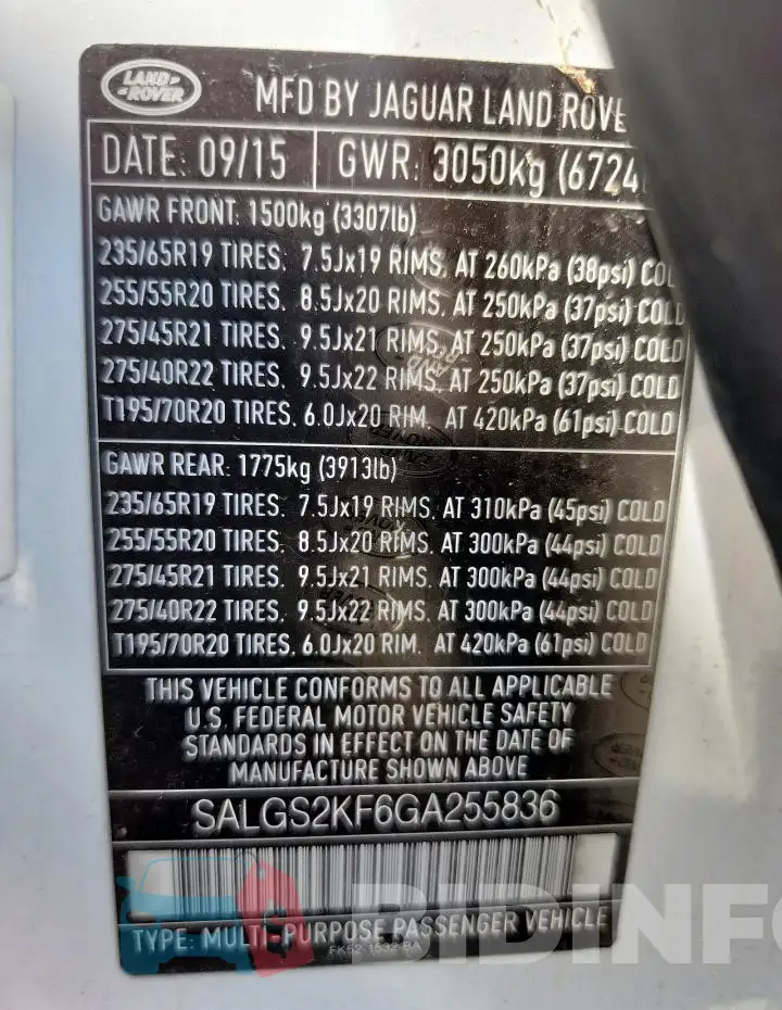 SALGS2KF6GA255836 Photo# 13