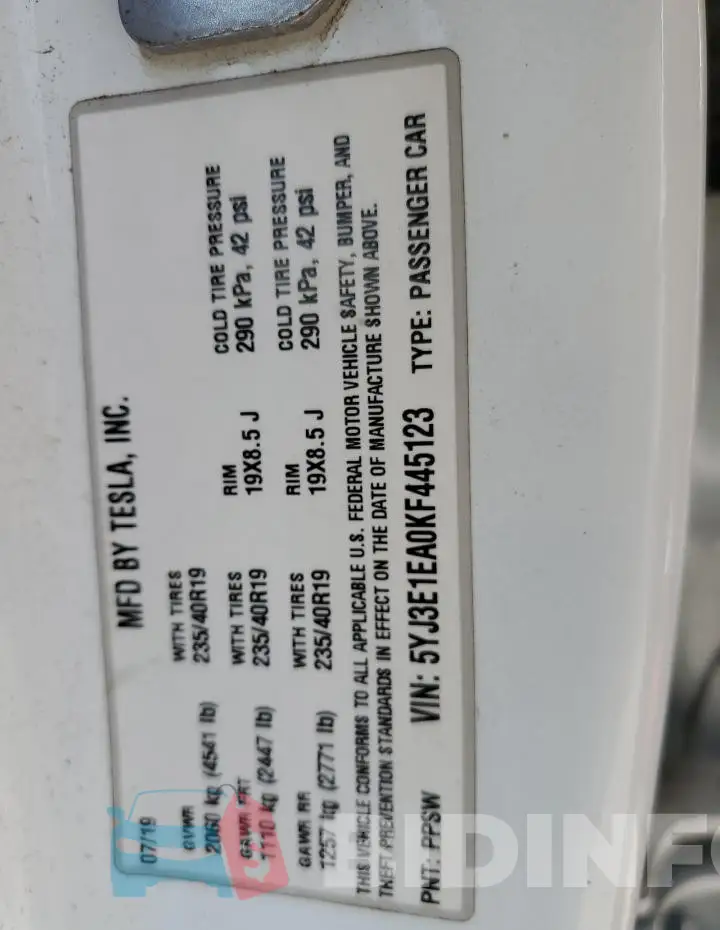 5YJ3E1EA0KF445123 Photo# 12