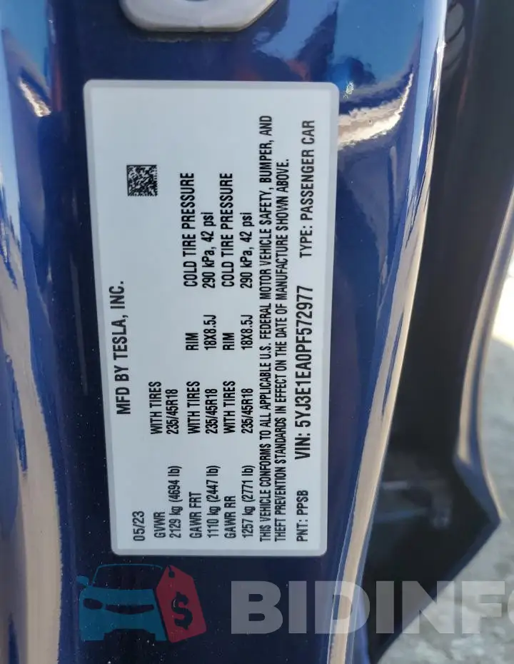 5YJ3E1EA0PF572977 Photo# 12