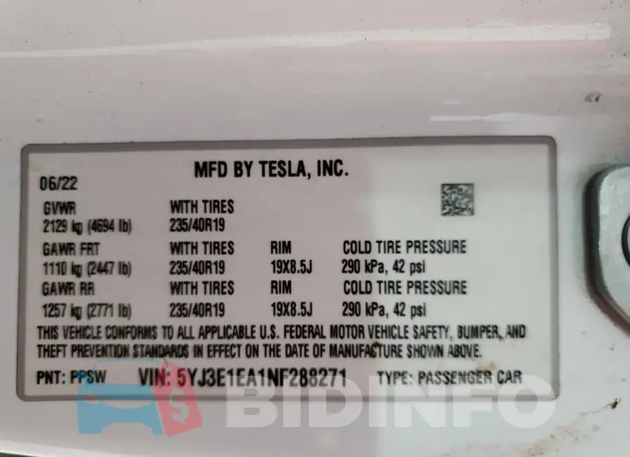 5YJ3E1EA1NF288271 Photo# 13