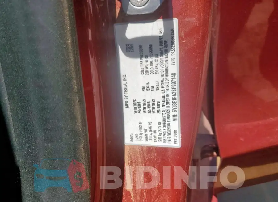 5YJ3E1EA3SF997148 Photo# 12
