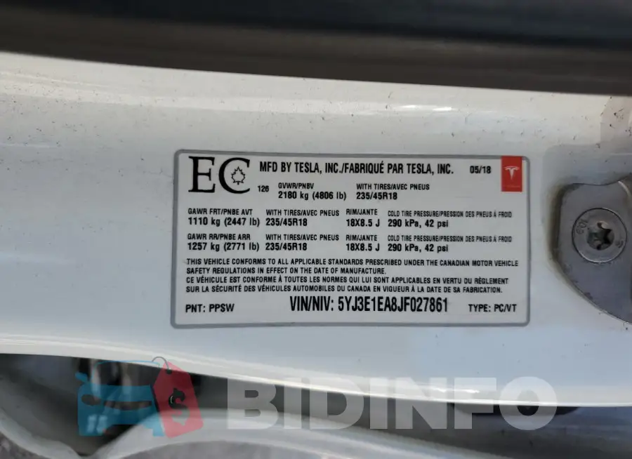 5YJ3E1EA8JF027861 Photo# 13