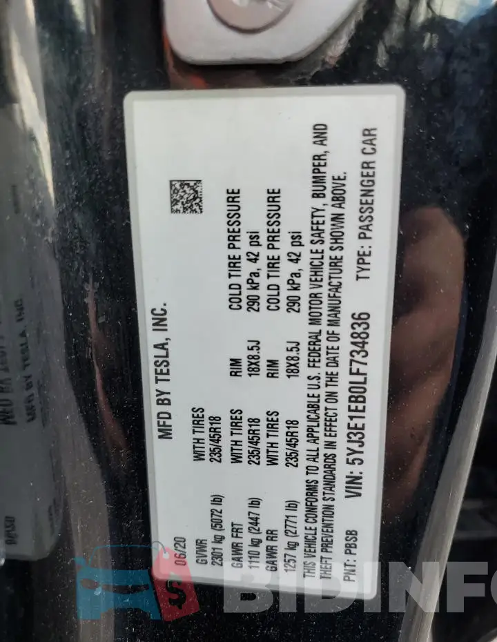 5YJ3E1EB0LF734836 Photo# 12