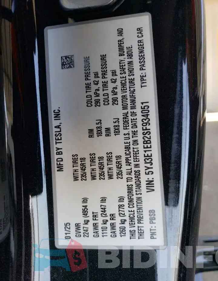 5YJ3E1EB2SF934051 Photo# 13