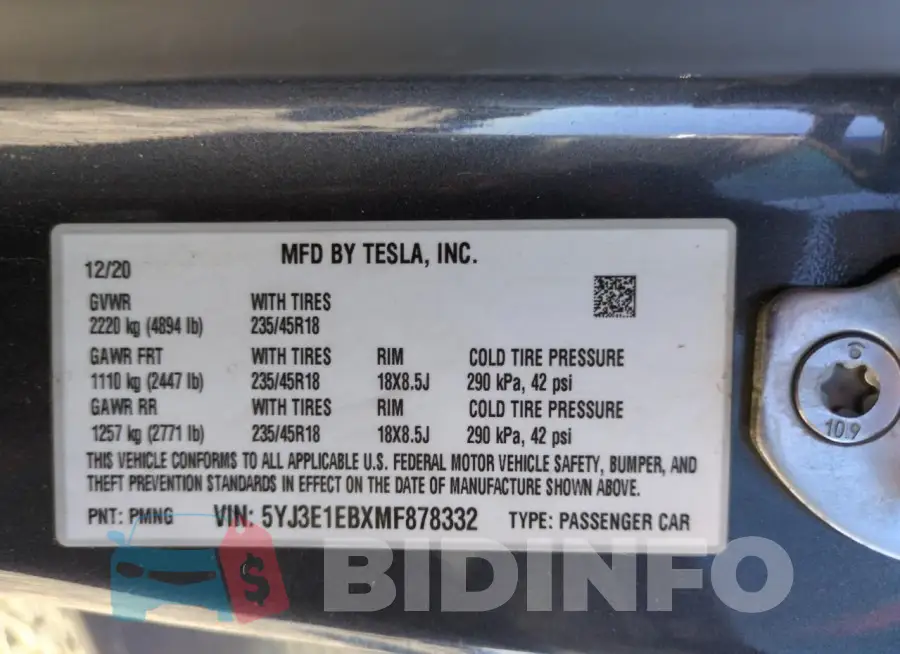 5YJ3E1EBXMF878332 Photo# 12