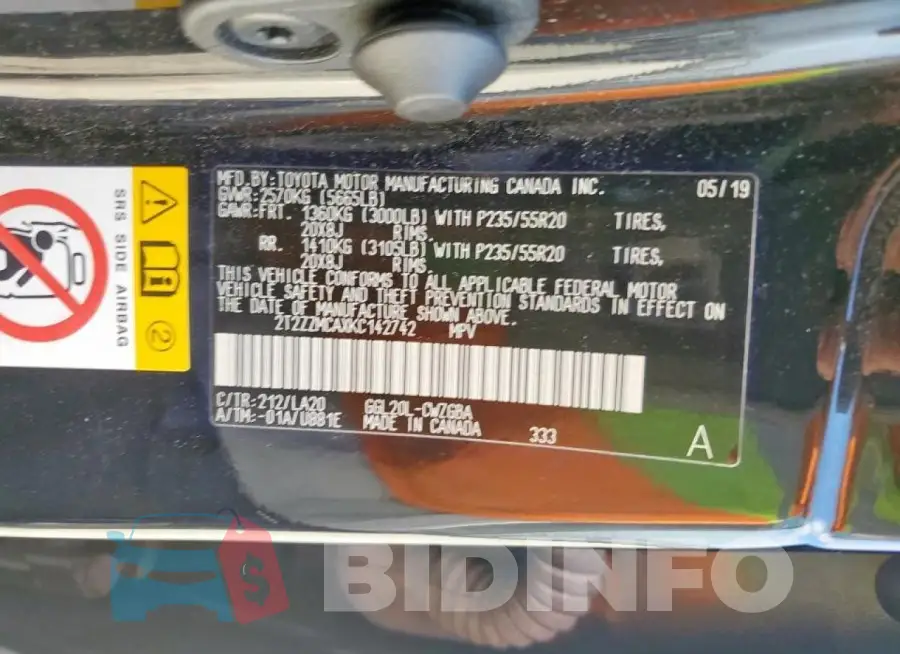 2T2ZZMCAXKC142742 Photo# 13