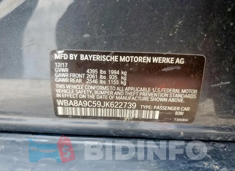 WBA8A9C59JK622739 Photo# 12