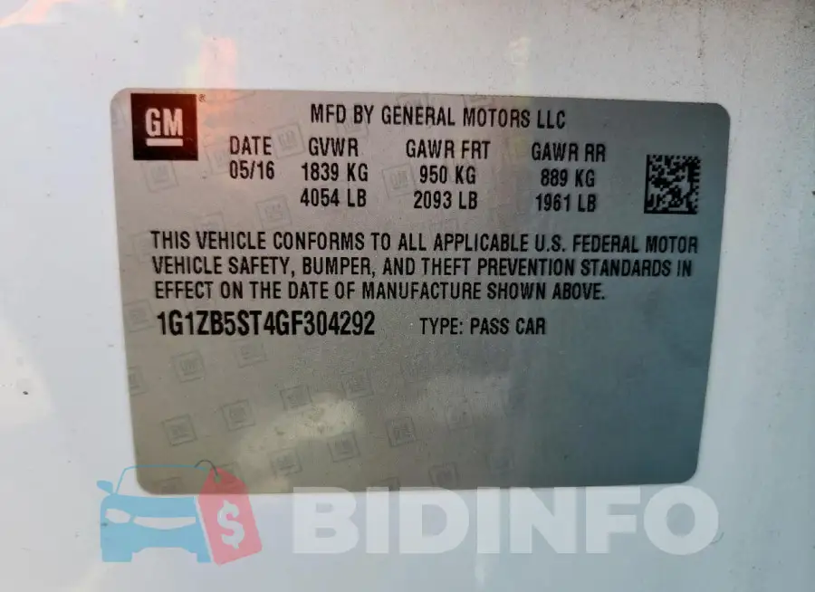1G1ZB5ST4GF304292 Photo# 12