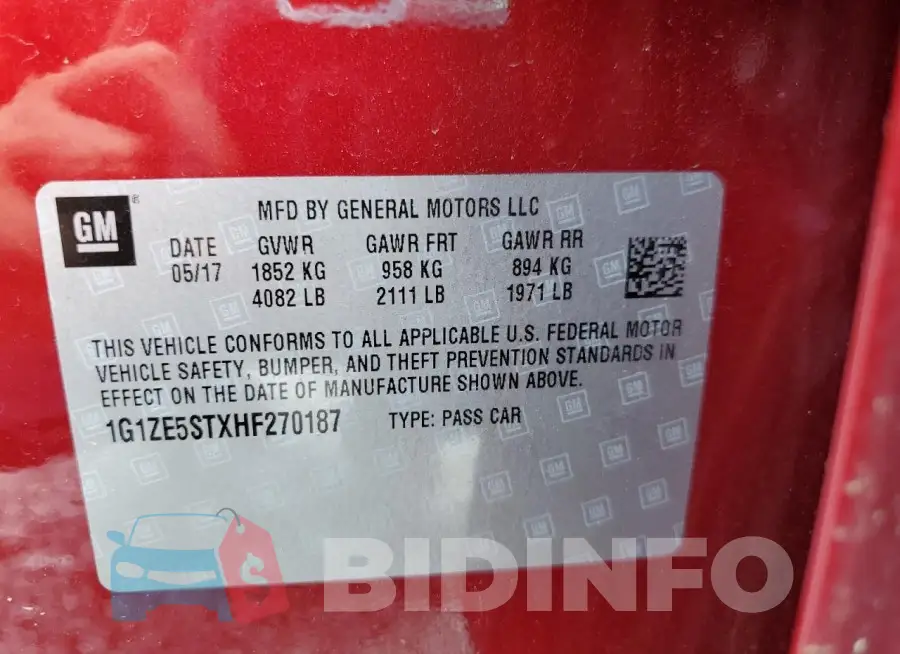 1G1ZE5STXHF270187 Photo# 12