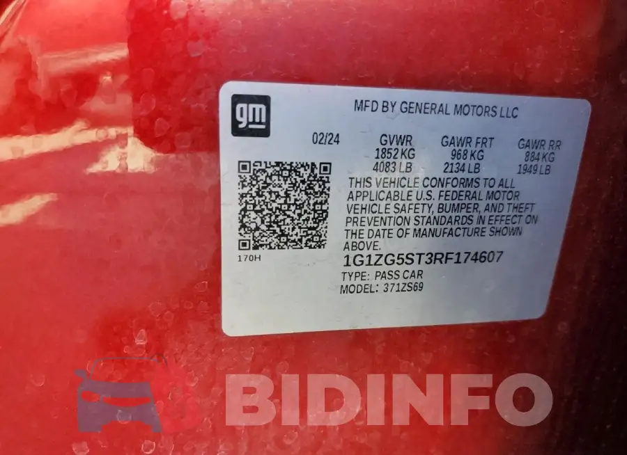 1G1ZG5ST3RF174607 Photo# 12