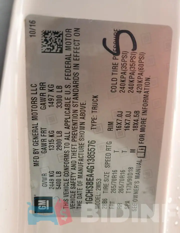 1GCHSBEA4G1385576 Photo# 12