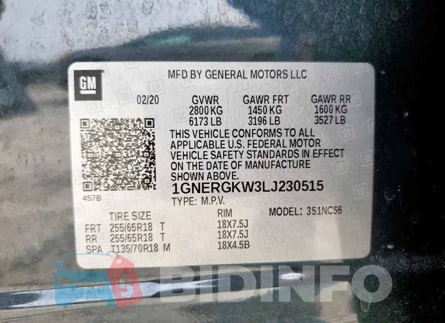 1GNERGKW3LJ230515 Photo# 14