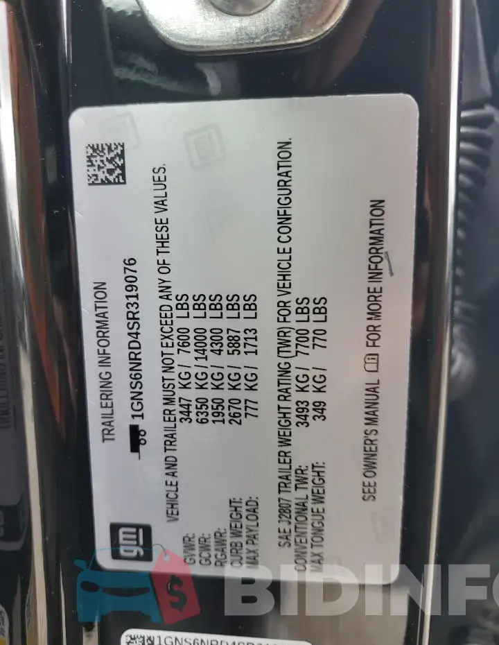 1GNS6NRD4SR319076 Photo# 12
