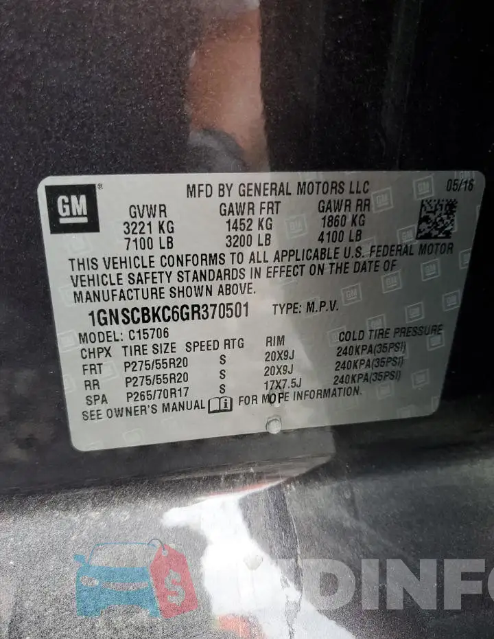 1GNSCBKC6GR370501 Photo# 13