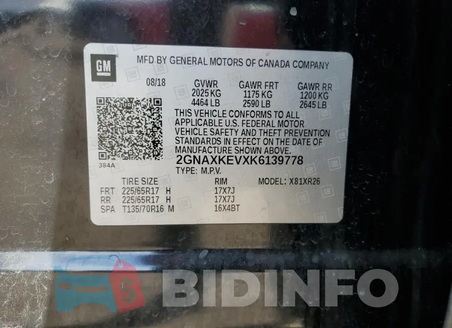 2GNAXKEVXK6139778 Photo# 13