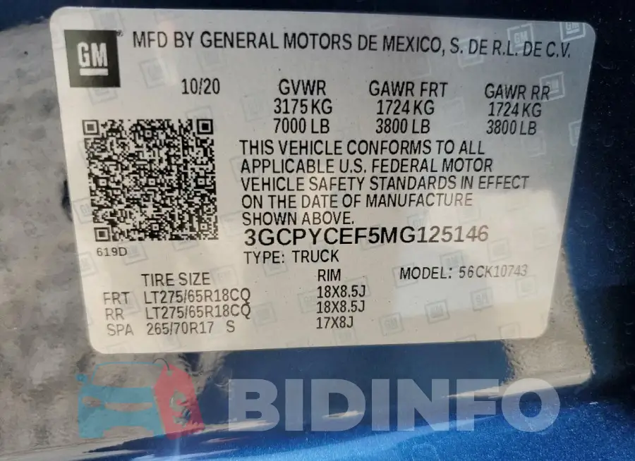 3GCPYCEF5MG125146 Photo# 12