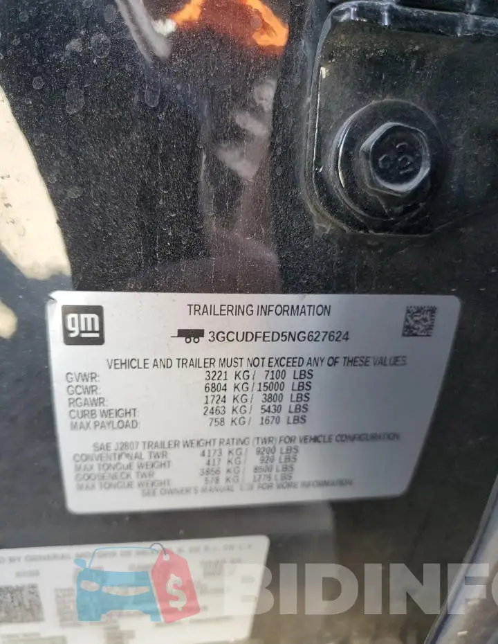 3GCUDFED5NG627624 Photo# 12