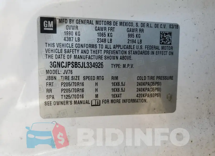 3GNCJPSB5JL334926 Photo# 13