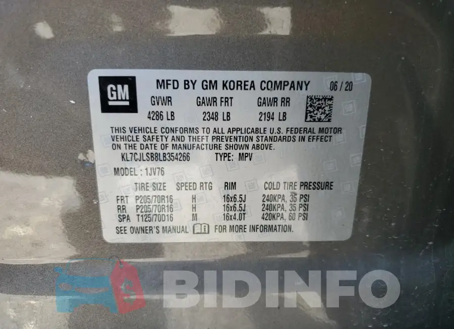 KL7CJLSB8LB354266 Photo# 13